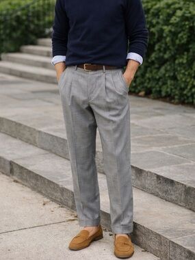 Roundtree & Yorke Dress Pant Men’s 34x30 Pleated Classic Cuffed Dadcore